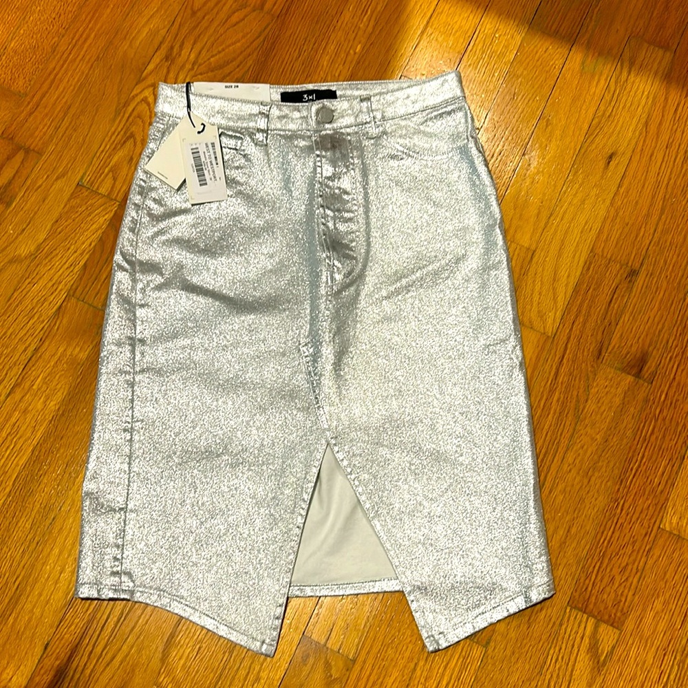 3x1 denim silver denim skirt